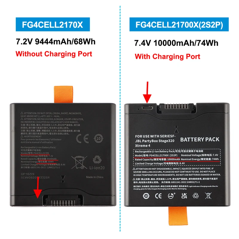 FG4CELL2170X FG4CELL21700X Battery For JBL Xtreme 4 9444mAh