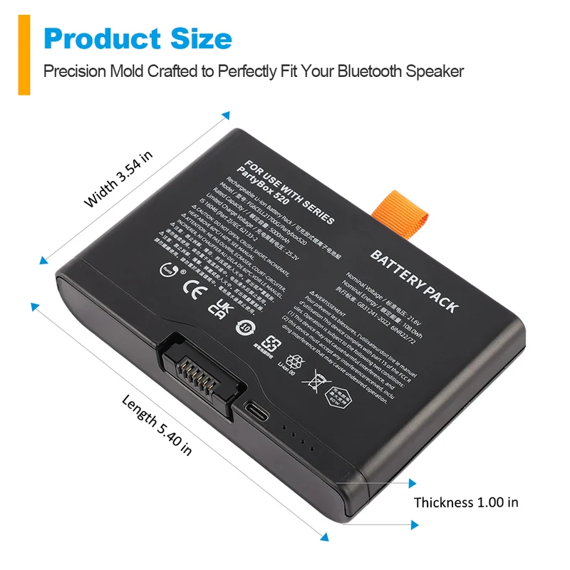 2PCS FG6CELL21700G Bluetooth Speaker Battery For JBL PartyBox 520 720 Boombox4