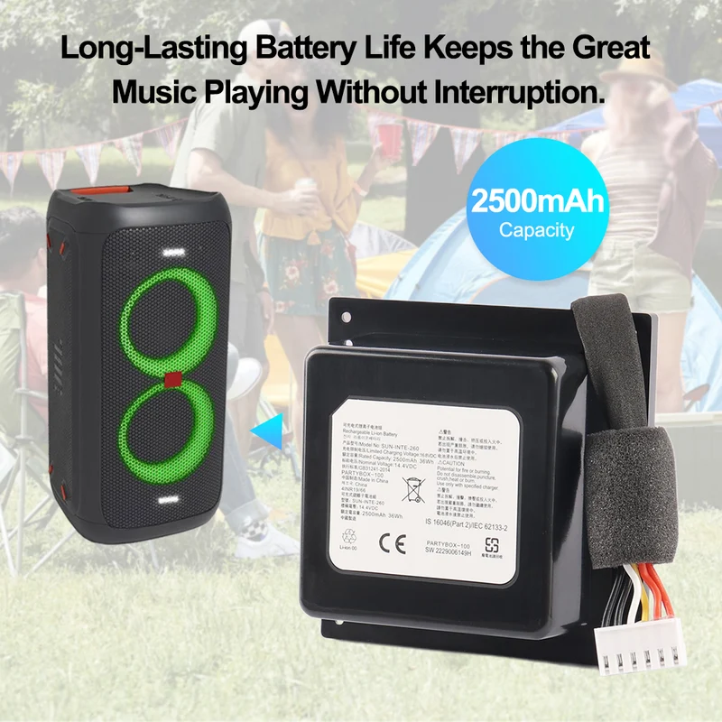 SUN-INTE-260 Replacement Battery For JBL PartyBox 100 Portable Party Speaker 36Wh