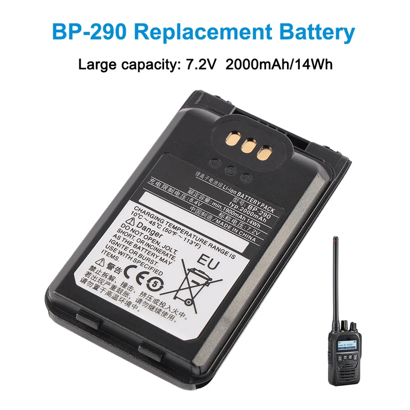 BP-290 Replacement Battery For Icom IC-F52D IC-F62D IC-M85 Radio