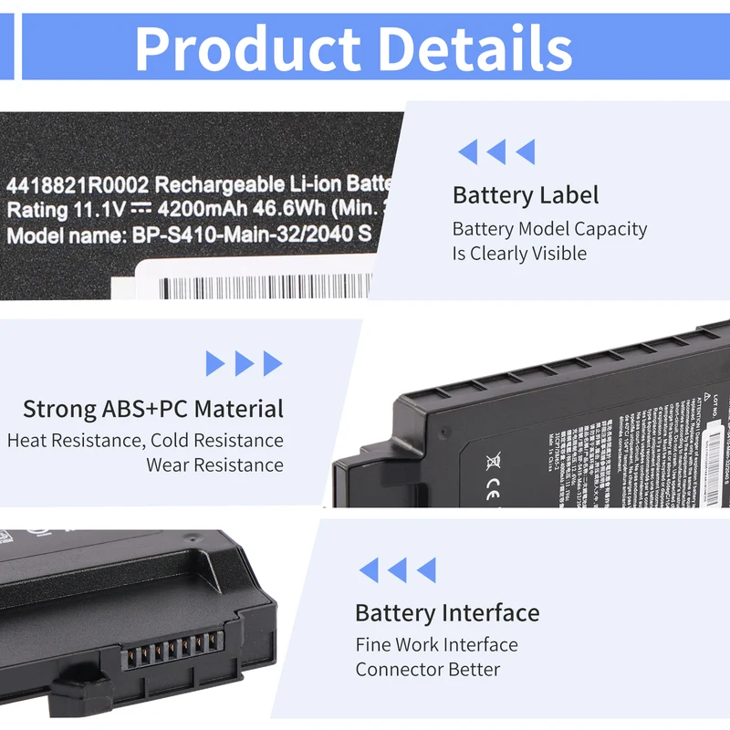 BP-S410-Main-32/2040S Laptop Battery for Getac S410 Semi-Rugged Notebook — 46.6Wh