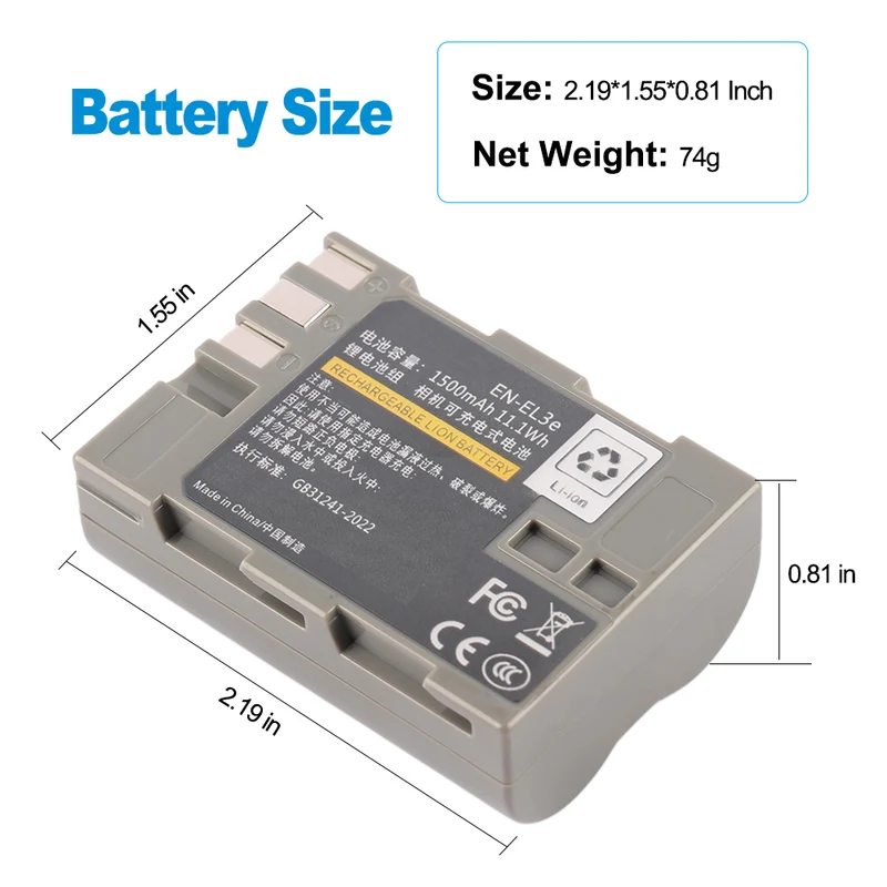 EN-EL3E Replacement Camera Battery For Nikon D90 D100 D200 D300