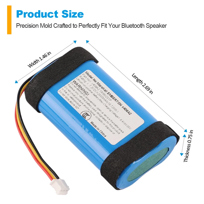 C406A2 C406A2-2 Battery For Marshall Emberton II 2 Bluetooth Speaker 1005696 1001908
