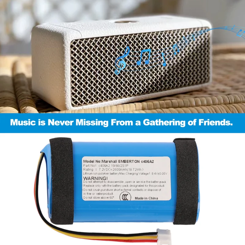 C406A2 C406A2-2 Battery For Marshall Emberton II 2 Bluetooth Speaker 1005696 1001908
