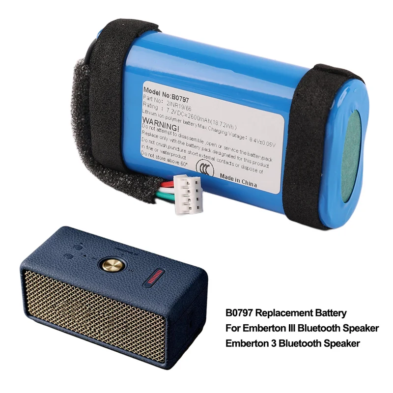 B0797 2600mAh Li-ion Battery For Marshall Emberton III 3 Speaker Replacement