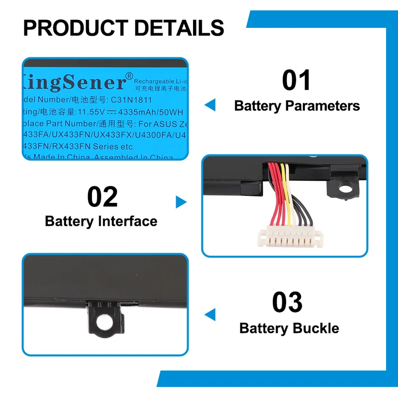 C31N1811 Replacement Battery For ASUS ZenBook 14 UX433F UX433FX Series