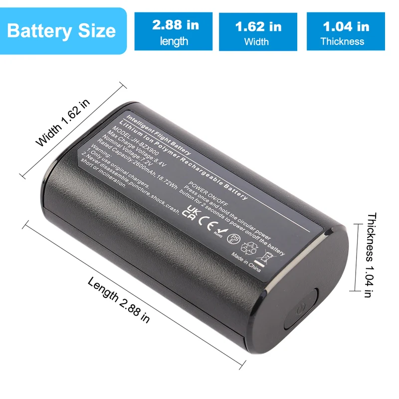 JH-BZX900 Battery For DJI Goggles 2 FPV Goggles V2 2600mAh