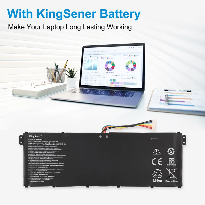 AP16M5J Battery for Acer Aspire 1 A114-31 Aspire 3 A314-31 A315-21 — 7.7V 37Wh 4810mAh