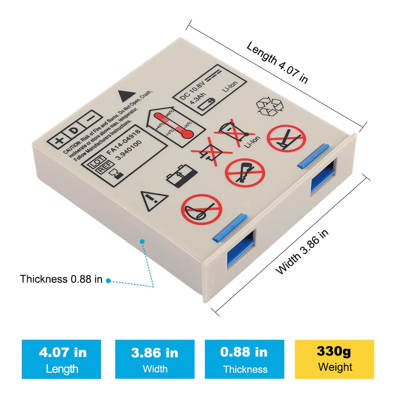 3.940100 FA14-04918 Replacement battery For SCHILLER Defigard 5000