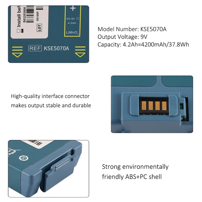 Home Defibrillator Replacement AED Battery For FRX HS1 M5070A 9V 37.8Wh