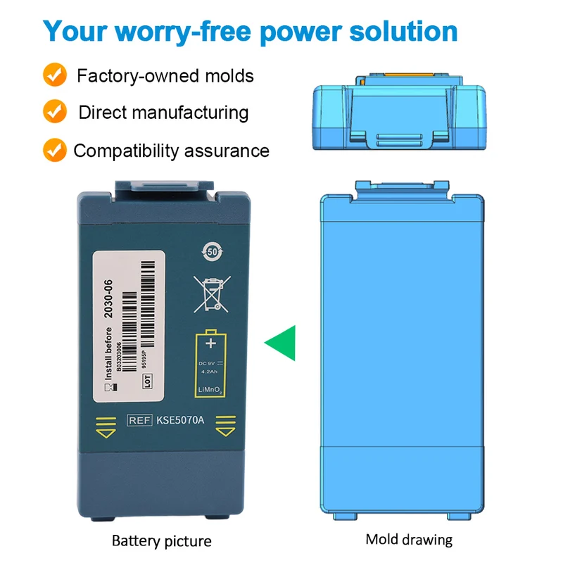 Home Defibrillator Replacement AED Battery For FRX HS1 M5070A 9V 37.8Wh