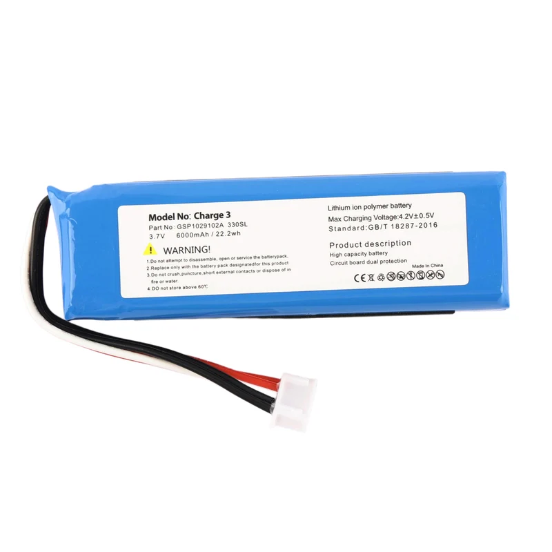 Replacement Battery for JBL Charge 3 Speaker GSP1029102A 330SL Li-ion Battery Pack (Left Negative)