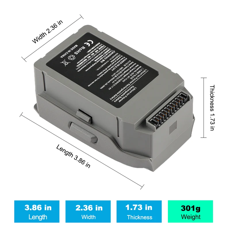 2 PCS Drone Battery Replacement For Extended Battery for DJI Mavic 2 Series 3850mAh