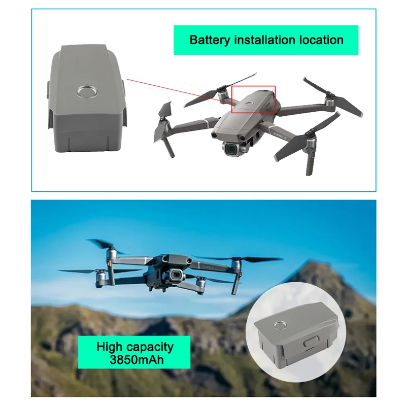 2 PCS Drone Battery Replacement For Extended Battery for DJI Mavic 2 Series 3850mAh