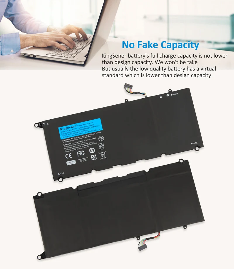 90V7W Battery for Dell XPS 13 9343 9350 — 56Wh 7.6V Li-ion