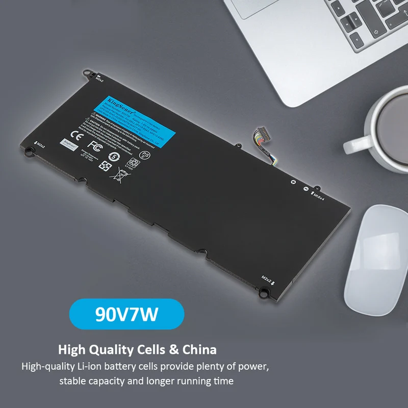 90V7W Battery for Dell XPS 13 9343 9350 — 56Wh 7.6V Li-ion