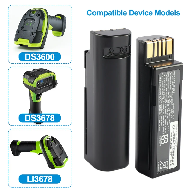 82-166537-01 Barcode Scanner Battery For ZEBRA DS3678 LI3678 LS3678 BTRY-36IAB0E-00 BTRY-RF20GA 3.6V 11.34Wh