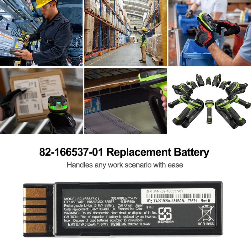 82-166537-01 Barcode Scanner Battery For ZEBRA DS3678 LI3678 LS3678 BTRY-36IAB0E-00 BTRY-RF20GA 3.6V 11.34Wh