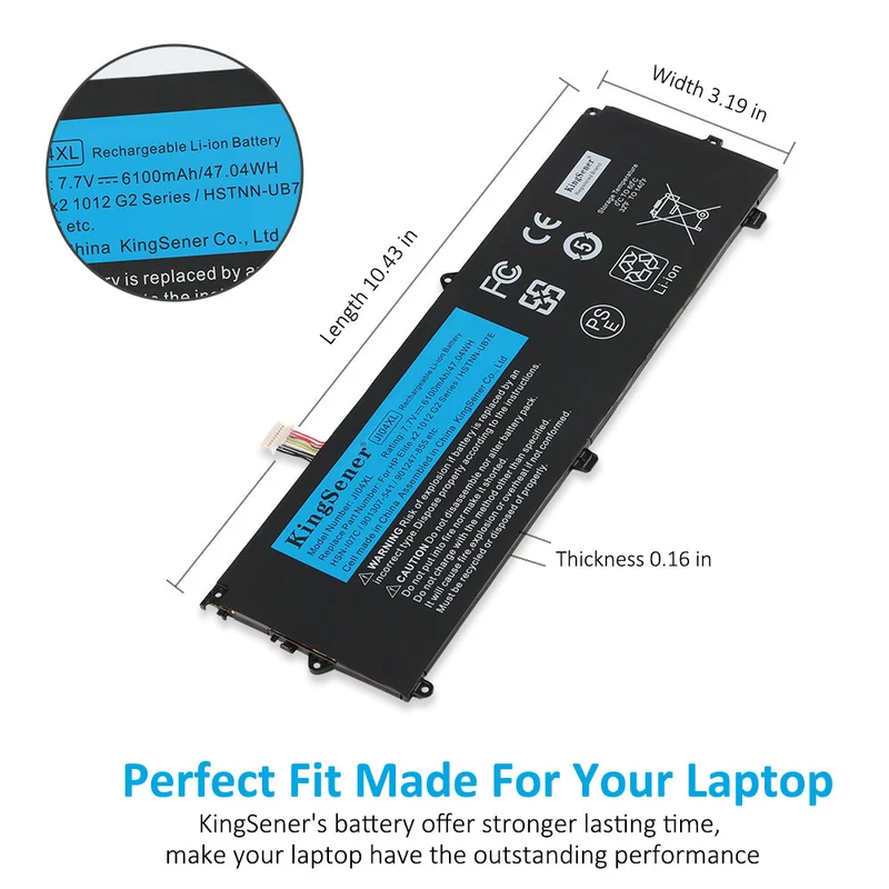 JI04XL Battery for HP Elite x2 1012 G2 — 7.7V 47.04Wh