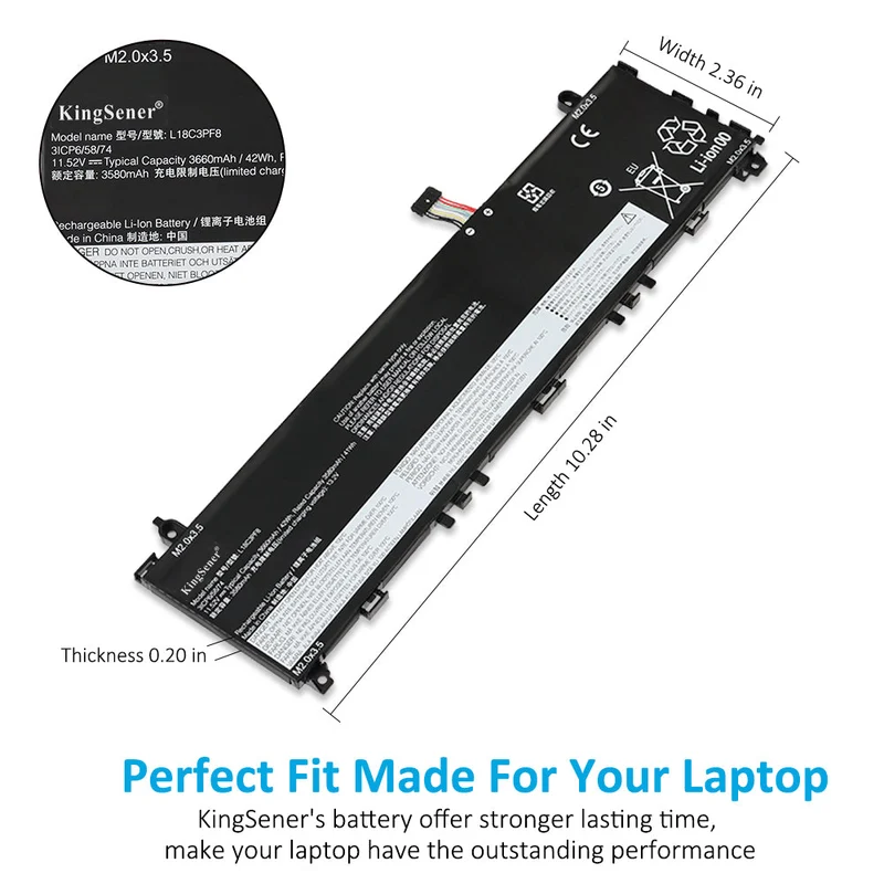 KingSener L18C3PF8 42WH Laptop Battery for Lenovo IdeaPad S340-13IML Series