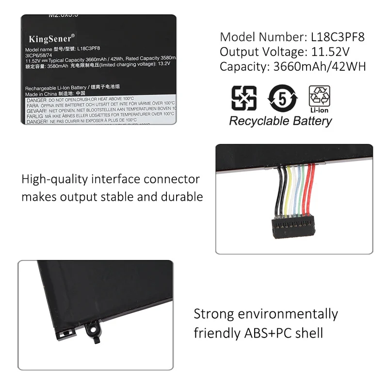 KingSener L18C3PF8 42WH Laptop Battery for Lenovo IdeaPad S340-13IML Series
