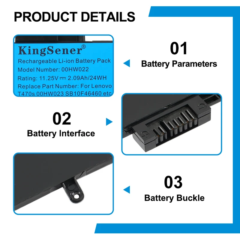 01AV406 01AV405 Battery for Lenovo ThinkPad T460s T470s — 24Wh Li-ion Short & Long