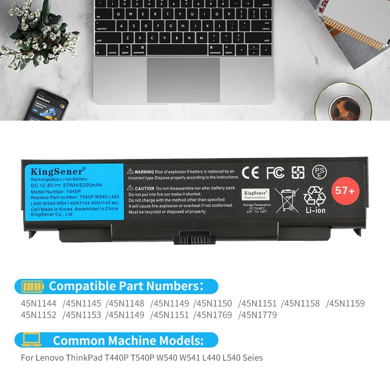 57WH T440P 6 Cells Laptop Battery For Lenovo ThinkPad 45N1160 45N1769 45N1779 45N1150 | US Stock