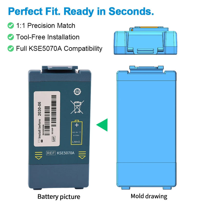 OnSite Defibrillator OnSite/FRx M5070A Replacement Battery KSE5070A 9V