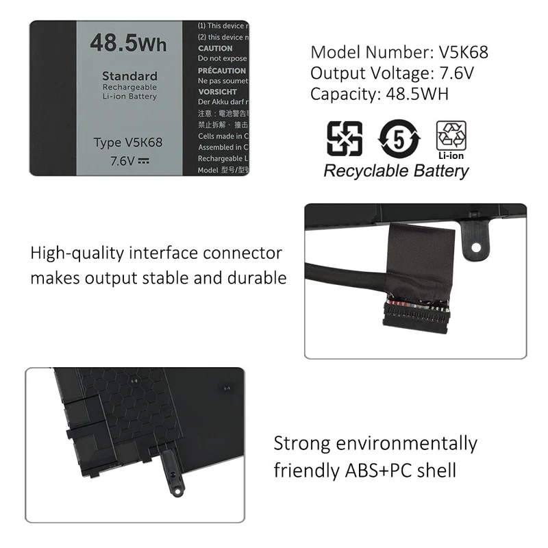 V5K68 Battery For Dell Latitude 9510 9520 2-in-1 HYMNG N2NLL 21CP4/60/81-2