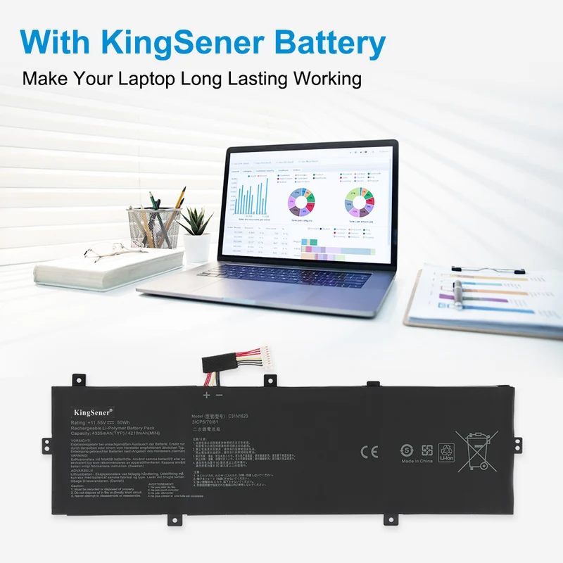 C31N1620 Battery for ASUS ZenBook UX430 UX430U UX430UA UX430UQ — 11.55V 50Wh
