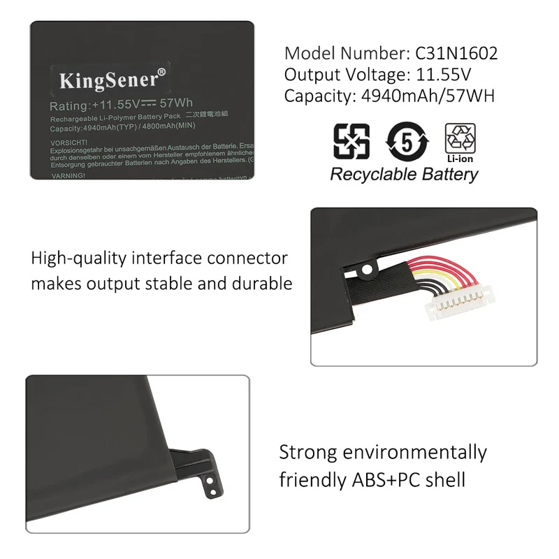 For Asus Zenbook 13.3" UX330U Laptop Battery 11.55V 57Wh 4800mAh C31N1602
