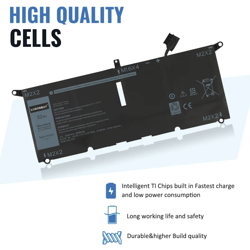 DXGH8 Replacement Battery for Dell XPS 13 9380 / 9370 LUSONBAY UK Stock