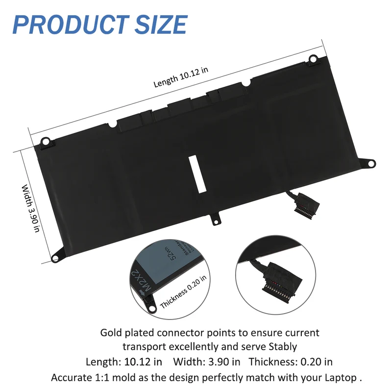 DXGH8 Replacement Battery for Dell XPS 13 9380 / 9370 LUSONBAY UK Stock