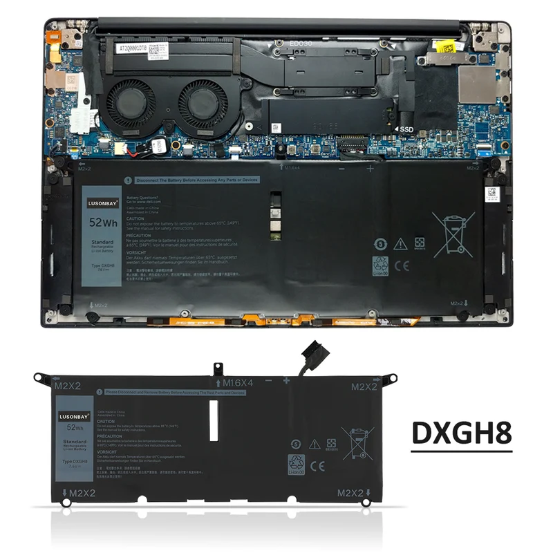 DXGH8 Replacement Battery for Dell XPS 13 9380 / 9370 LUSONBAY UK Stock