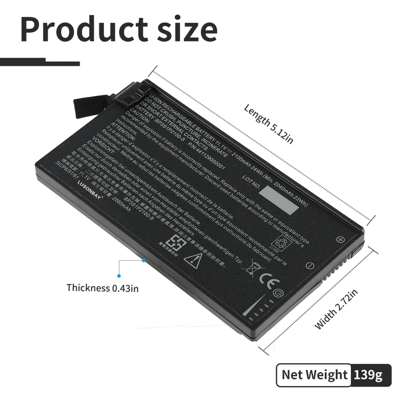 2100mAh BP3S1P2100-S Battery for Getac V110 Rugged Notebook 441129000001 LUSONBAY