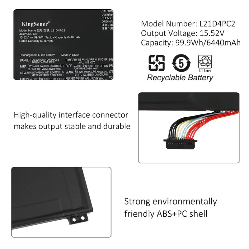 L21C4PC3 L21M4PC5 Laptop Battery Compatible with Lenovo Y9000K R9000K ARHA7 2022