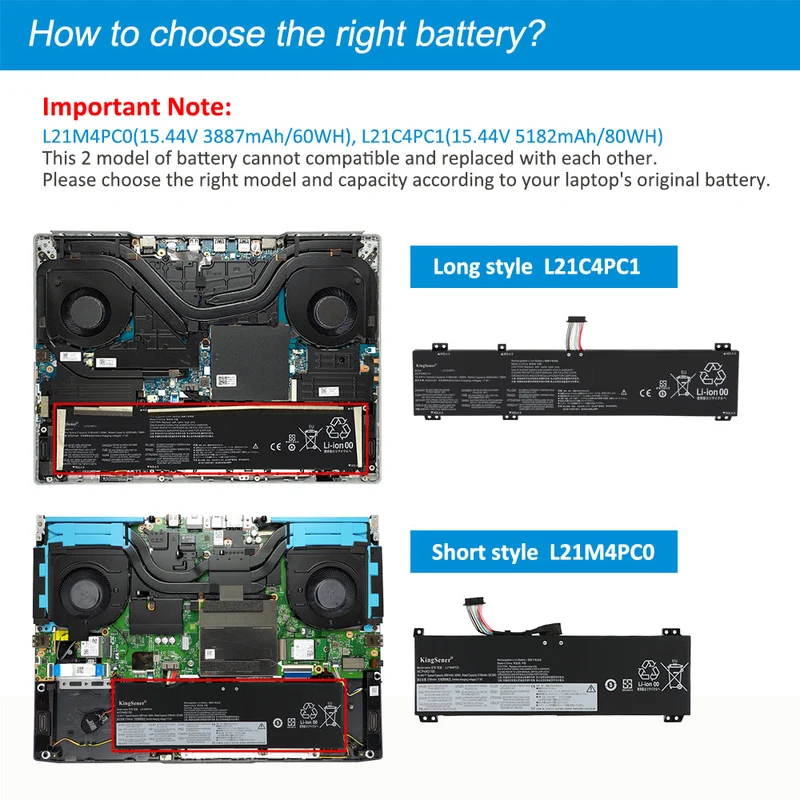 L21M4PC0 Laptop Battery 60Wh For Lenovo Gaming 3 15ARH7 Legion Y9000P IAH7H