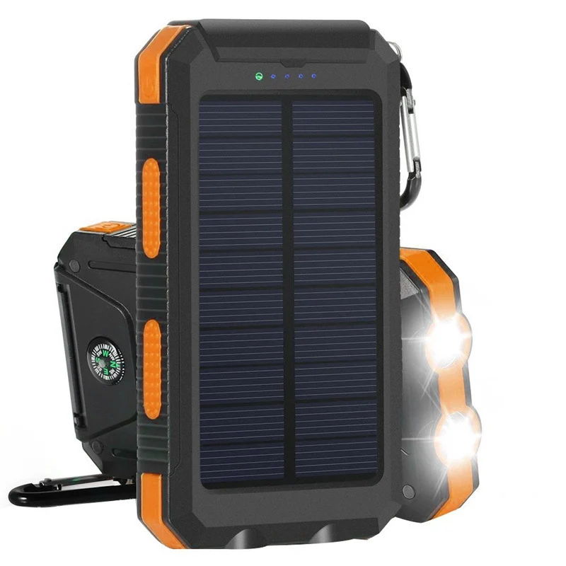 20000-10000mAh strong waterproof solar power bank 20000mah compass mobile phone solar power bank