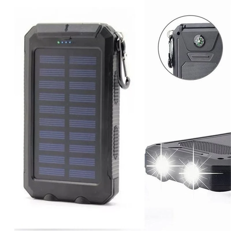 20000-10000mAh strong waterproof solar power bank 20000mah compass mobile phone solar power bank