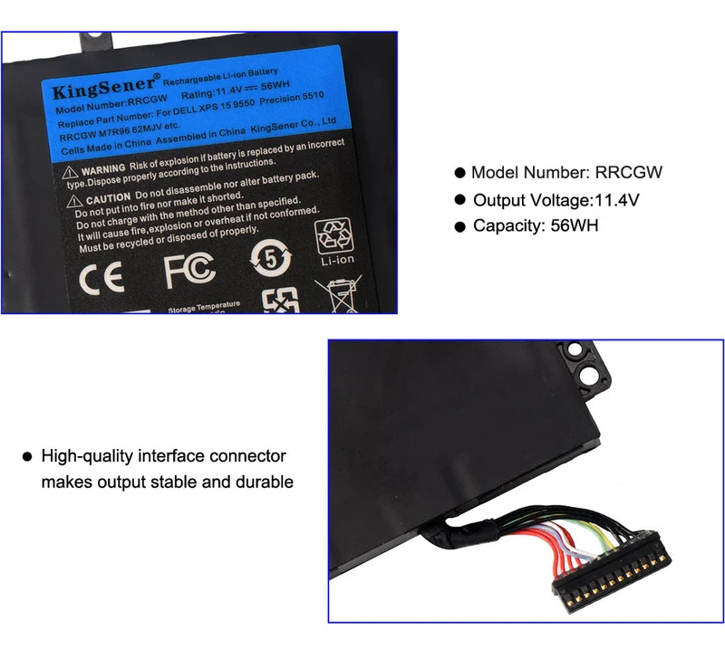 Dell XPS 15 9550 Precision 5510 Battery RRCGW M7R96 56Wh