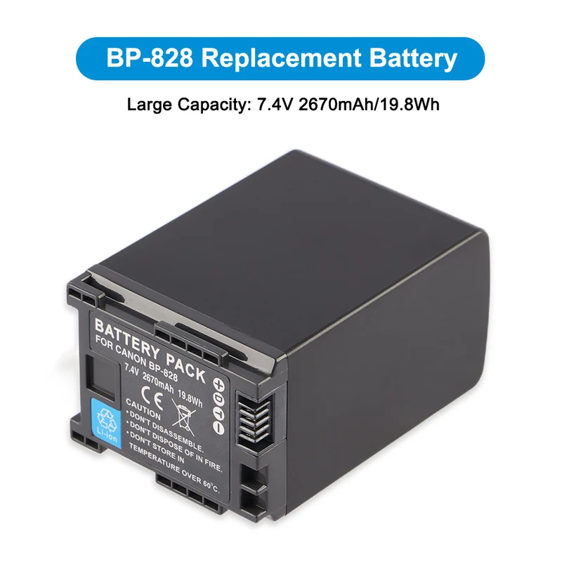 BP-828 Replacement Camera Battery For Canon VIXIA HF G40 HF G30 XA20 XA25 Camcorde