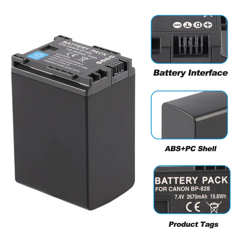 BP-828 Replacement Camera Battery For Canon VIXIA HF G40 HF G30 XA20 XA25 Camcorde