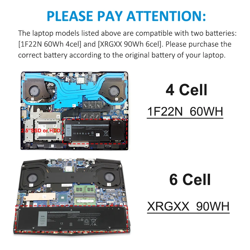 US XRGXX Battery 90Wh For Alienware M15 M17 R1 G5 5590 G7 7590 7790 G5 15