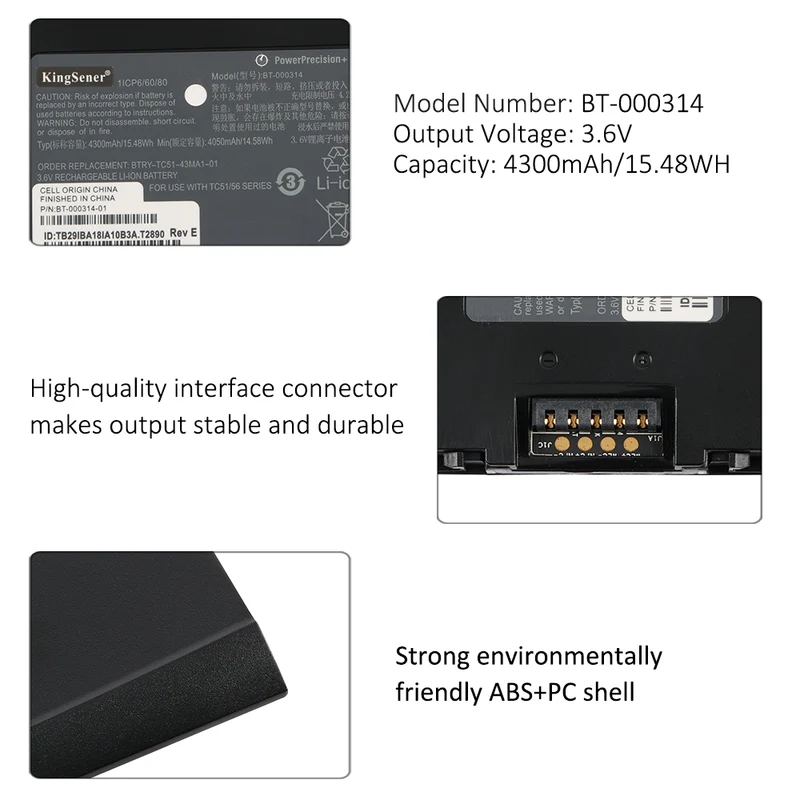 BT-000314 Replacement Battery For Zebra TC51 TC510 TC56 Barcode Scanner