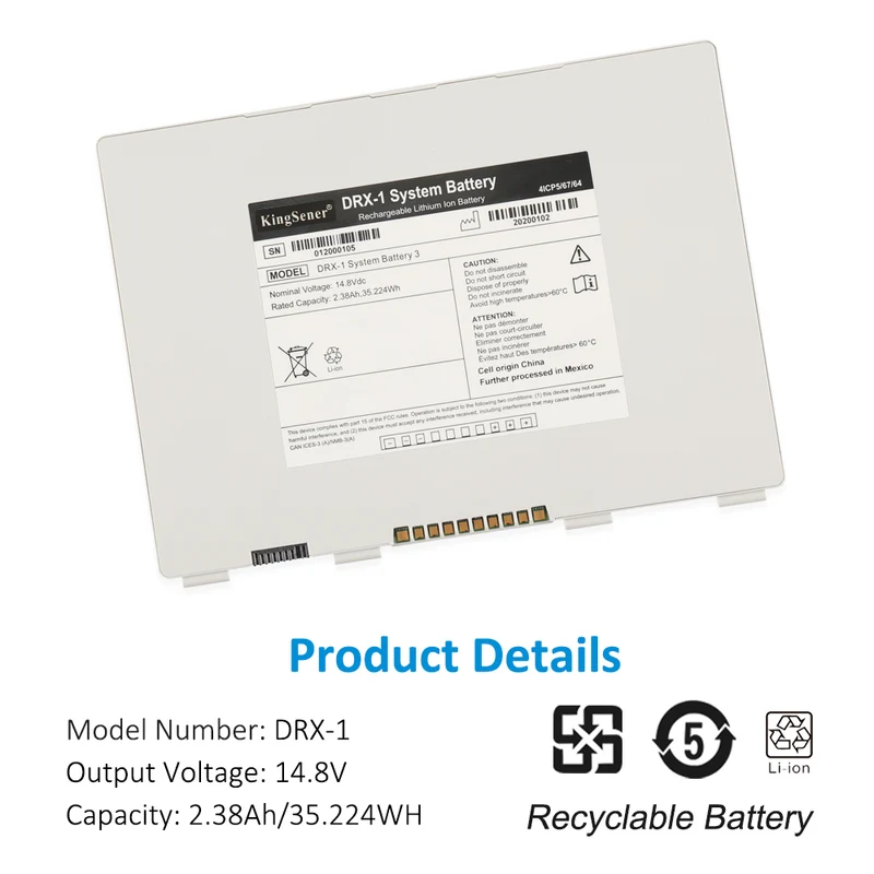 Replacement Battery For Carestream DRX-1 HPX-DR3543 14.8V 35.224Wh