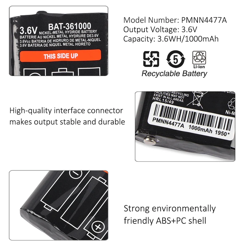 PMNN4477AR Rechargeable Battery Pack For Motorola P/N1532 KEBT-1300 NiMH Rechargeable