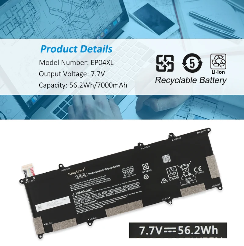 Replacement Battery For HP EP04XL HSTNN-IB8Y EP04056XL HSTNN-DB9J 7.7V 56.2Wh
