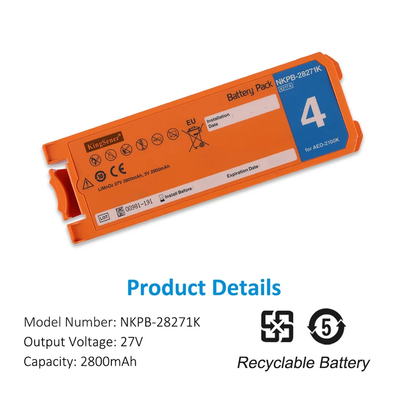 NKPB-28271K Replacement Battery For Nihon Kohden AED-2100 AED-2100K AED-2150 AED-2151 AED-2152 27V 2800mAh