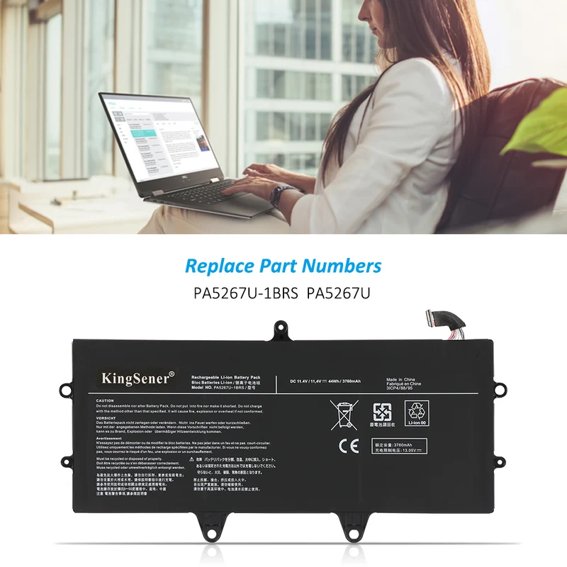 Laptop Battery For Toshiba PA5267U-1BRS PA5267U, Portege X20W-D-BTO X20W-D1252 11.4V 3760mAh