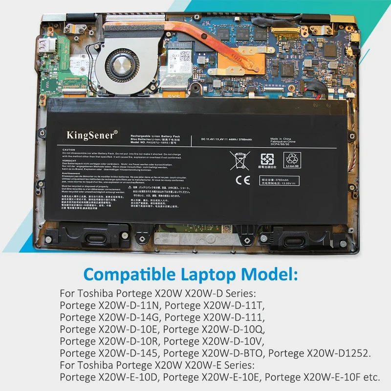 Laptop Battery For Toshiba PA5267U-1BRS PA5267U, Portege X20W-D-BTO X20W-D1252 11.4V 3760mAh